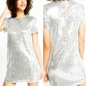 Express | Shimmering Silver T-shirt Dress